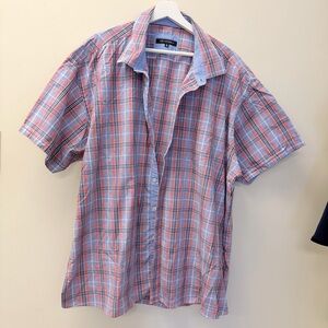 Britches Plaid Short Sleeve Button Down Shirt Blue Red Check 3XL Big & Tall